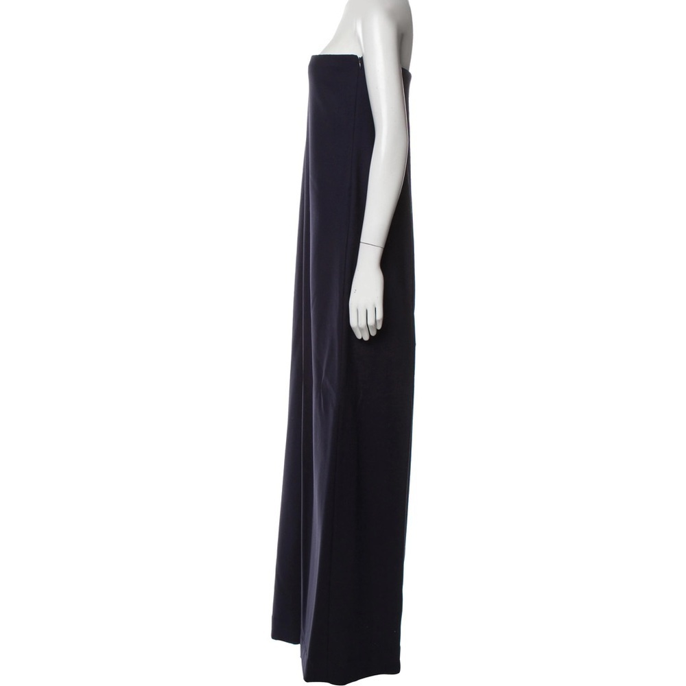 The Row Liu Bi-Stretch Virgin Double Wool Strapless Wide Leg Navy Blue Jumpsuit - Picture 7 of 7